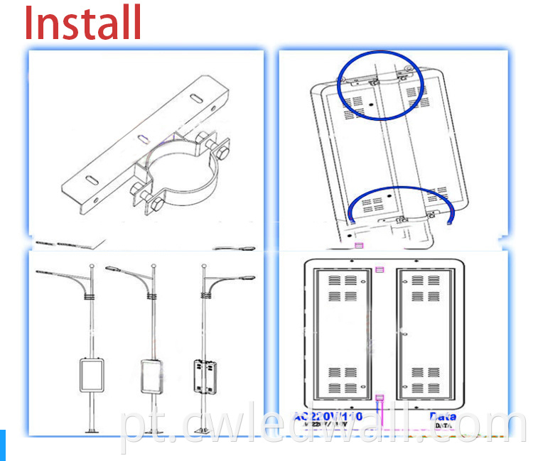 Outdoor Led Wall Billboards P4 Pole Display Installation